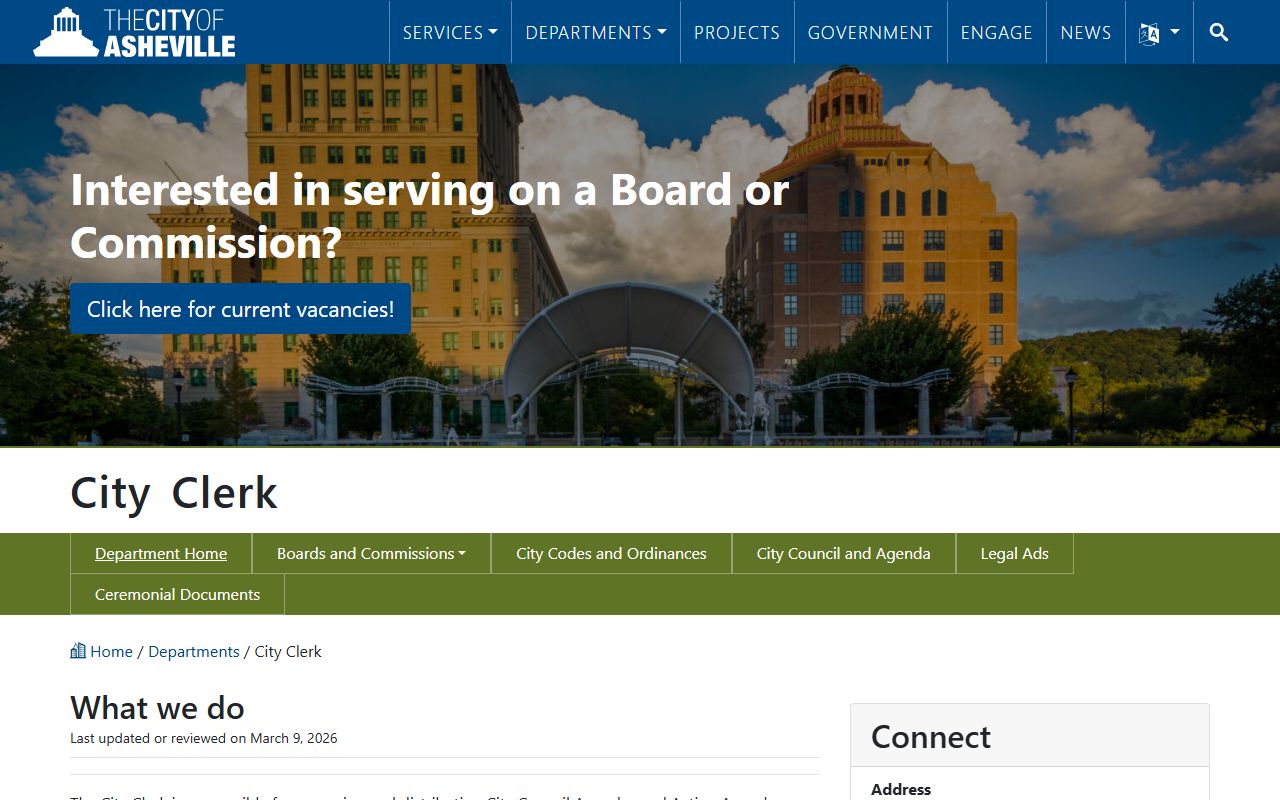 Asheville City Clerk office resources for Asheville bankruptcy records