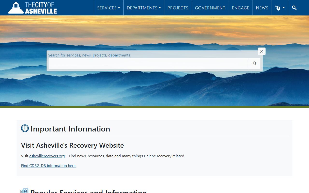 City of Asheville official website for Asheville bankruptcy records research