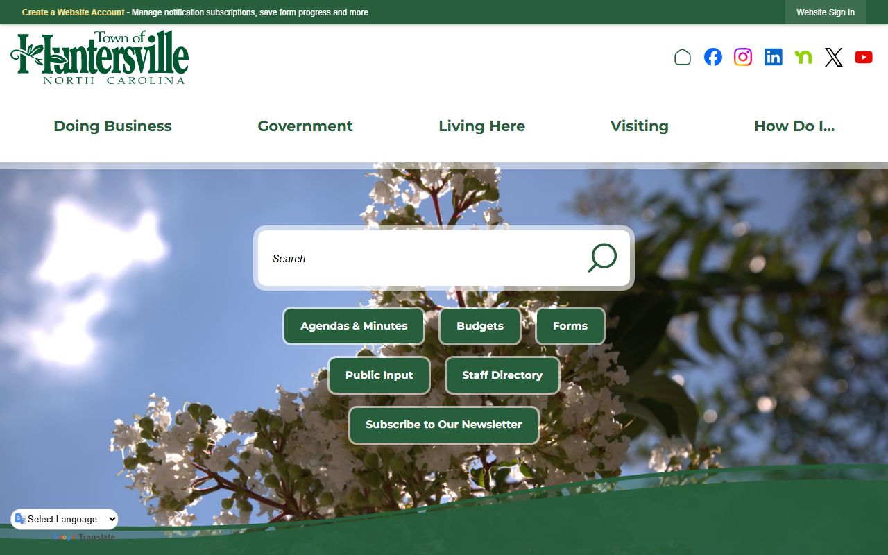 Town of Huntersville official website for Huntersville bankruptcy records