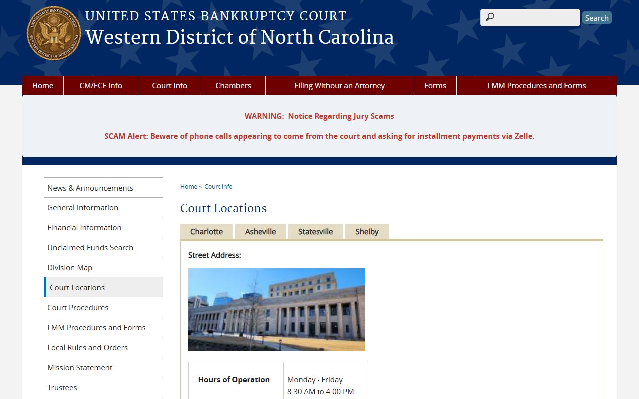 Avery County bankruptcy records Asheville court location