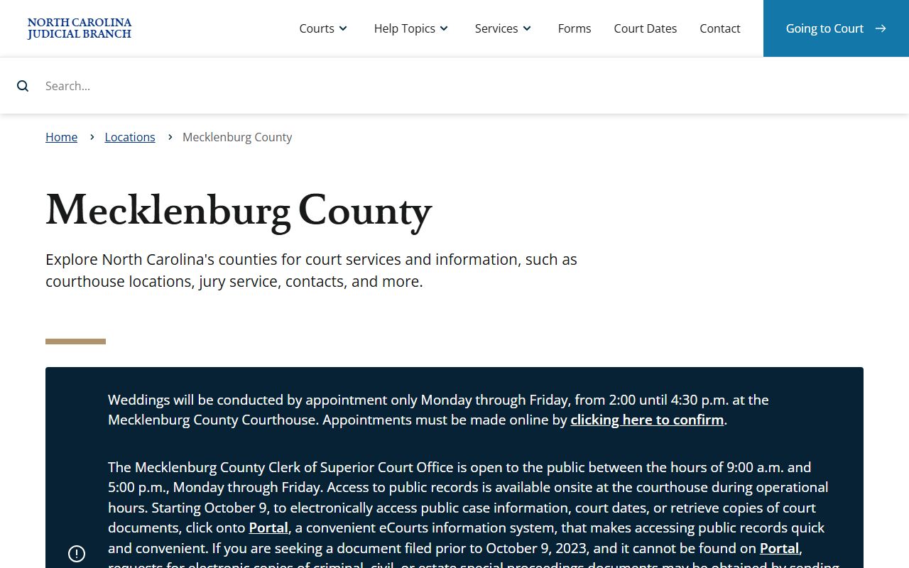 Mecklenburg County court website for bankruptcy records