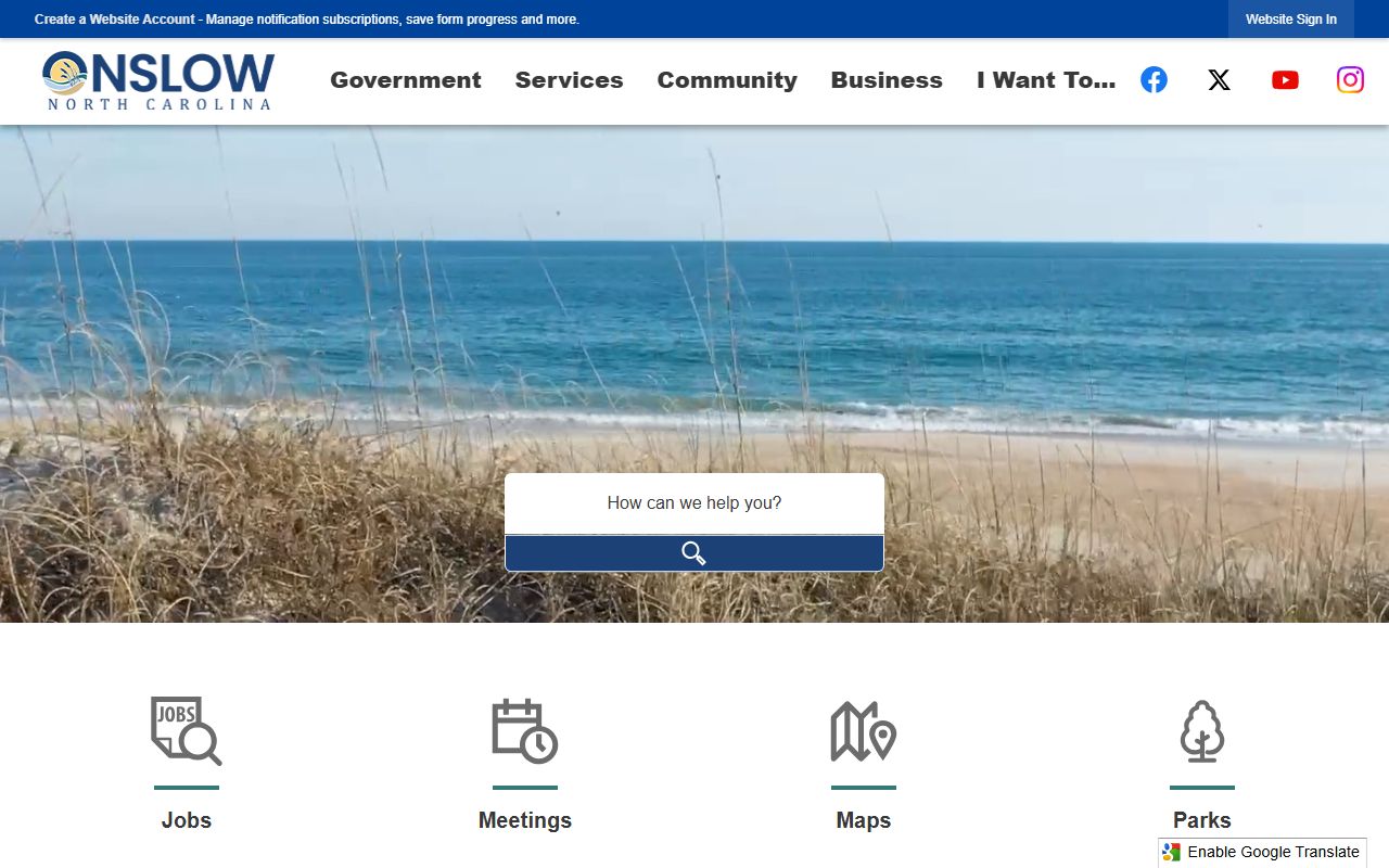 Onslow County government website for bankruptcy records resources