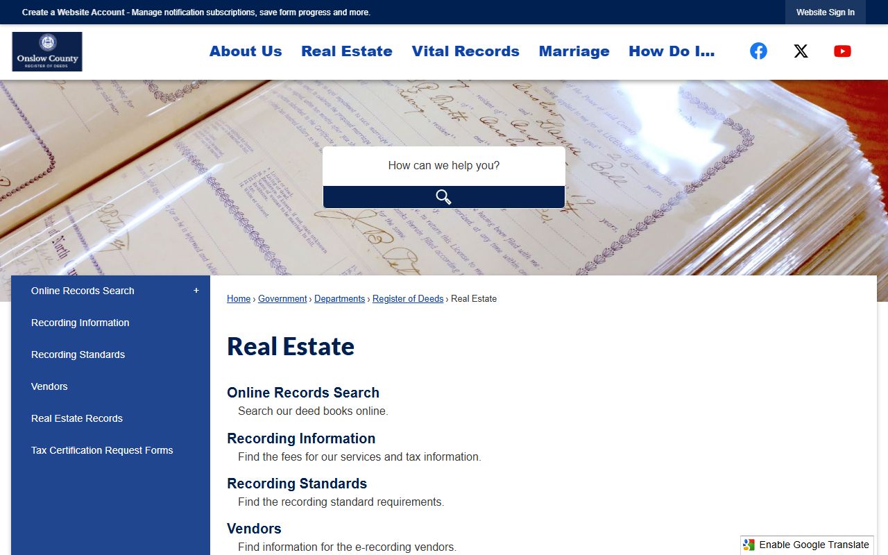 Onslow County Register of Deeds bankruptcy records documents