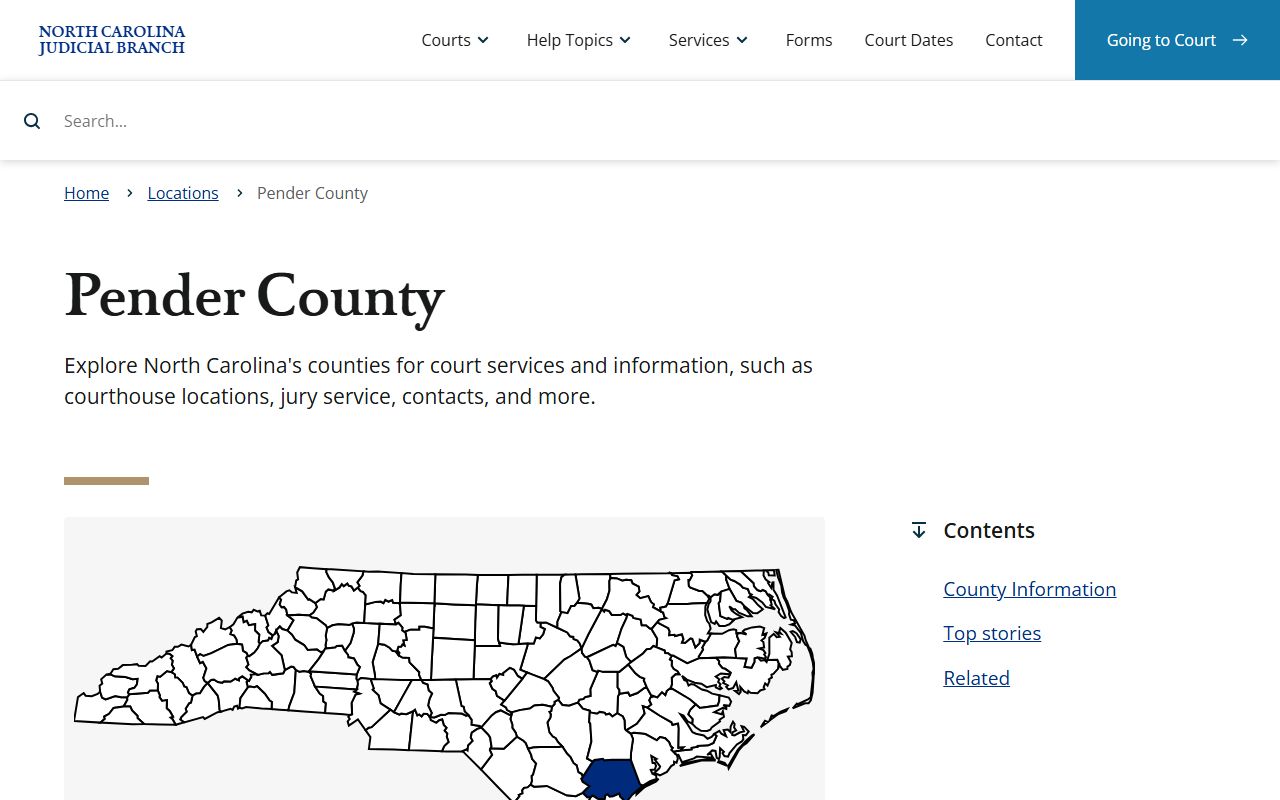 Pender County bankruptcy records NC courts page