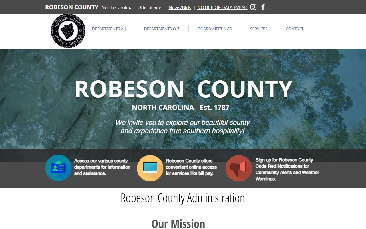 Robeson County government website for bankruptcy records access