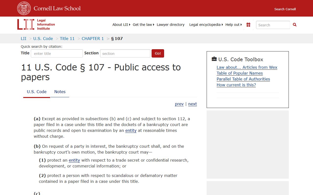 North Carolina bankruptcy records public access statute