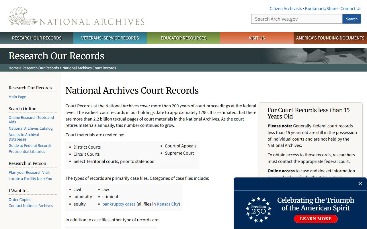 North Carolina bankruptcy records National Archives research page